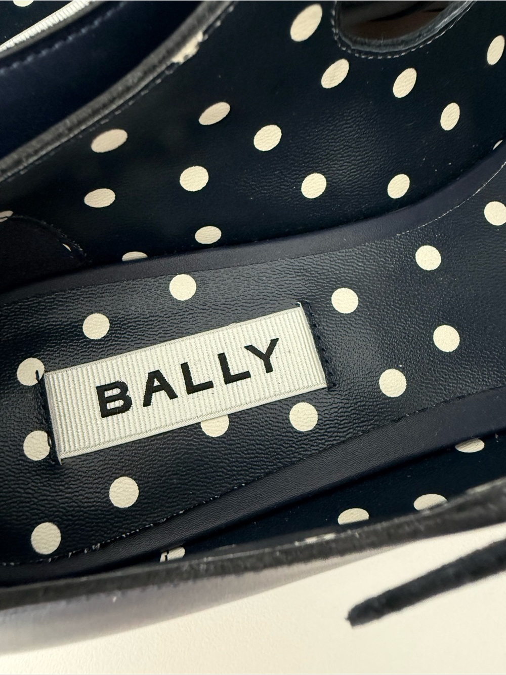Bally Baunty Ballerina Navy Mary Jane Flats with Polka Dot Insole - Picture 5 of 9